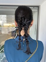 ポニーテール・黒髪・リボン・結婚式