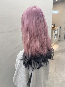 ジーナ 池袋(Zina) #ラベンダーピンクとグレーブラックのエンドカラー