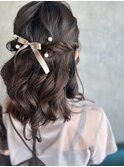 ゆる巻きハーフアップ
