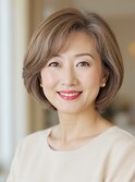 40代50代夏◎大人可愛いふんわりショートボブ×ハイライト