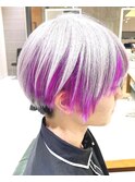 ホワイトシルバーカラーインナーデザインカラーパープル