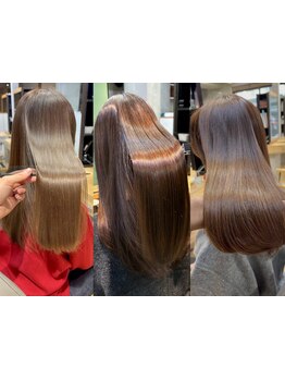 【髪質改善&縮毛矯正で憧れのサラツヤ髪☆】シルクのような滑らかな指通り◎柔らかな質感にうっとり気分.*