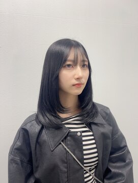 ヘアーメイクブランニュー セントラル 西大寺店(hair make Brand new central) 顔まわり韓国風ミディアムレイヤー黒髪透明感20代奈良西大寺