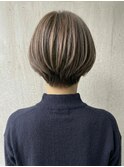 白髪染め　ハイライト　　脱白髪染め　白髪ぼかし　ショートボブ