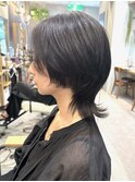 小顔ウルフボブ★暗髪★ダークトーン★アッシュグレー★坂田