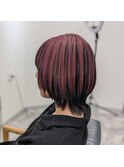 ウルフカットアウターカラーピンクパープル