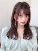 シャギーレイヤーロング韓国くびれヘアシースルーぱっつん前髪