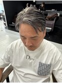 シルバーメッシュブリーチダブルカラーセンターパート
