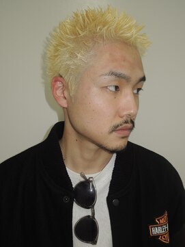 メンズカットアップバングハイトーンスパイキーショート