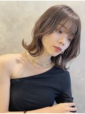 面長くびれボブ ラベンダーブラウン M20250125