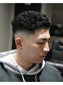 MEN'S/極道パーマ×スキンフェード/短髪/黒髪
