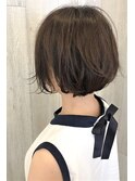 暗髪アッシュ小顔前下がり切りっぱなしボブ☆