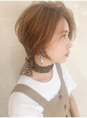 透明感のあるショコラベージュかきあげフェザーバング