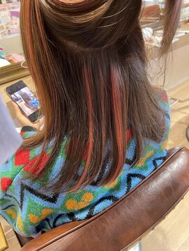 ハピエル ヘアークルー(HAPPYEL hair crew) 大人かわいい小顔ハイライトカラーxインナーカラーレッド