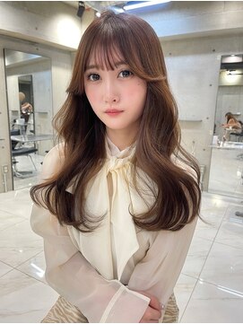 サイン 渋谷(SIGN) 美髪エアリーロングピンクブラウン切りっぱなしボブ