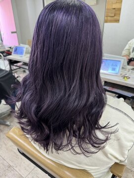 アジールヘア 所沢プロペ通り店(agir hair) パープルガーネットロングレイヤーカットデザインカラー所沢