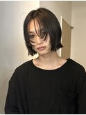 =メンズボブ/メンズロング/ダークアッシュ/ニュアンスパーマ