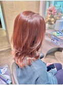 大人可愛いレイヤーカットピンクアッシュブリーチなし伸ばしかけ