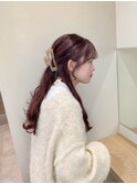 ブリーチなしピンクブラウン