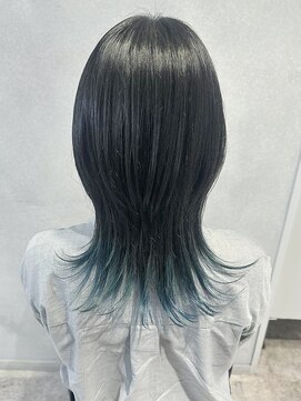 ブロッサム 上福岡店(Blossom) ミディアムウルフ 裾カラー ブルー ［上福岡］