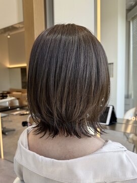 ソワネ 表参道(soigne) 表参道白髪ぼかし髪質改善ミディアムウルフアッシュベージュ40代