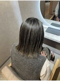 切りっぱなしボブ＊地毛×ハイライトでナチュラル白髪ぼかし☆