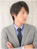ビジネス清潔感スーツダークアッシュ七三メンズカットk与野