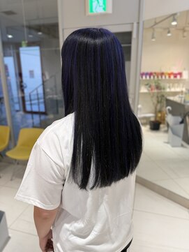 ステラ ヘア デザイン サロン(STELLA hair design salon) ワンレンロング　アンブレラカラー　パープルブルー　【杉若】