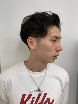 ノク 横浜(nok) メンズパーマ_暗めカラーグランマッシュデザインカラー