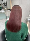 ピンクブラウン/暖色カラー/カシスピンク/韓国ヘア/顔周りカット