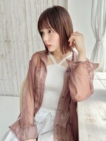 アイユー(ii+U)&nbsp;外ハネボブ　ストレート　ぱっつんバング　ミルクティーピンク