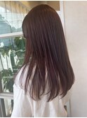 ピンクブラウン 艶髪 髪質改善 韓国風 顔まわり 顔周り