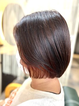 ルプス ヘアーアンドメイク(LUPUS HAIR&MAKE) 30代ボブ　アプリコットイヤリングカラー