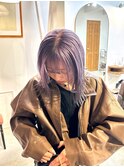パープルカラーラベンダーグレーハイトーンブリーチダブルカラー