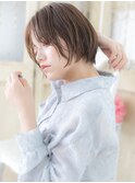 mod's姪浜/くすみベージュ似合わせカットひし形Aラインボブh