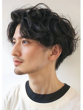 メンズカット　20代30代40代　ニュアンスパーマ　センターパート