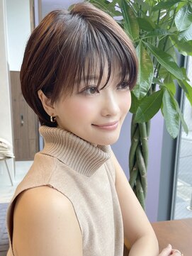 ★グレージュブリーチなしショートカットショートパーマカラー