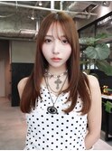 前髪カットロング韓国ヘア似合わせカット_F31375
