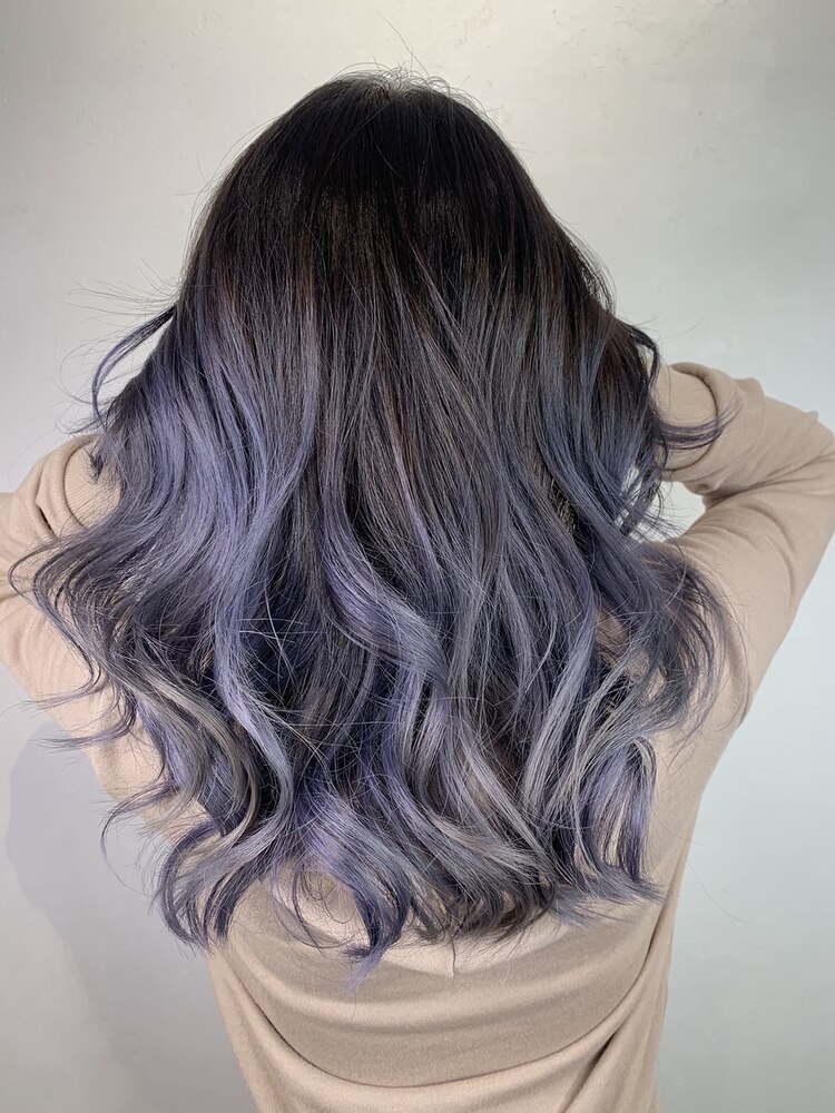 ロングレイヤーシルバーパープルグラデーション：L058975452 