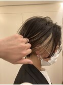 ホワイトアッシュインナーカラー＿イヤリングカラー