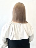 黒髪小顔クラゲヘアーオリーブグレーココアベージュボブ