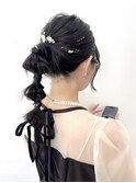 ヘアアレンジ 編み下ろし お呼ばれヘア 結婚式 二次会