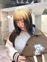 ヲタク(wotaku.)&nbsp;ルーツカラー裾カラーブロンドカラーデザインカラーブリーチ前髪