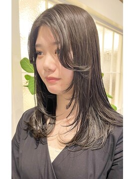 モリオフロムロンドン 松戸店(Morio from London) 【松戸 アイダ】前髪なし顔まわりレイヤー 暗髪艶カラー