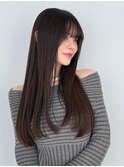韓国風ローレイヤーまとまりストレートダークブラウン艶カラー