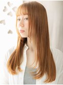 □透明感アプリコットオレンジエアストレート416川口10代20代