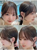 前髪顔まわり小顔似合わせミディアムレイヤーグレージュカラー！