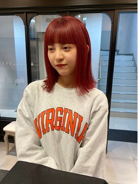 シータ(sheta) 【表参道sheta小林】チェリーレッド切りっぱなし外ハネボブ