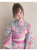 ♪浴衣カジュアル可愛いお団子ヘアー♪