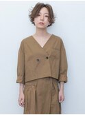 【MAULOA】外ハネ ウザバング センターパート カーキベージュ
